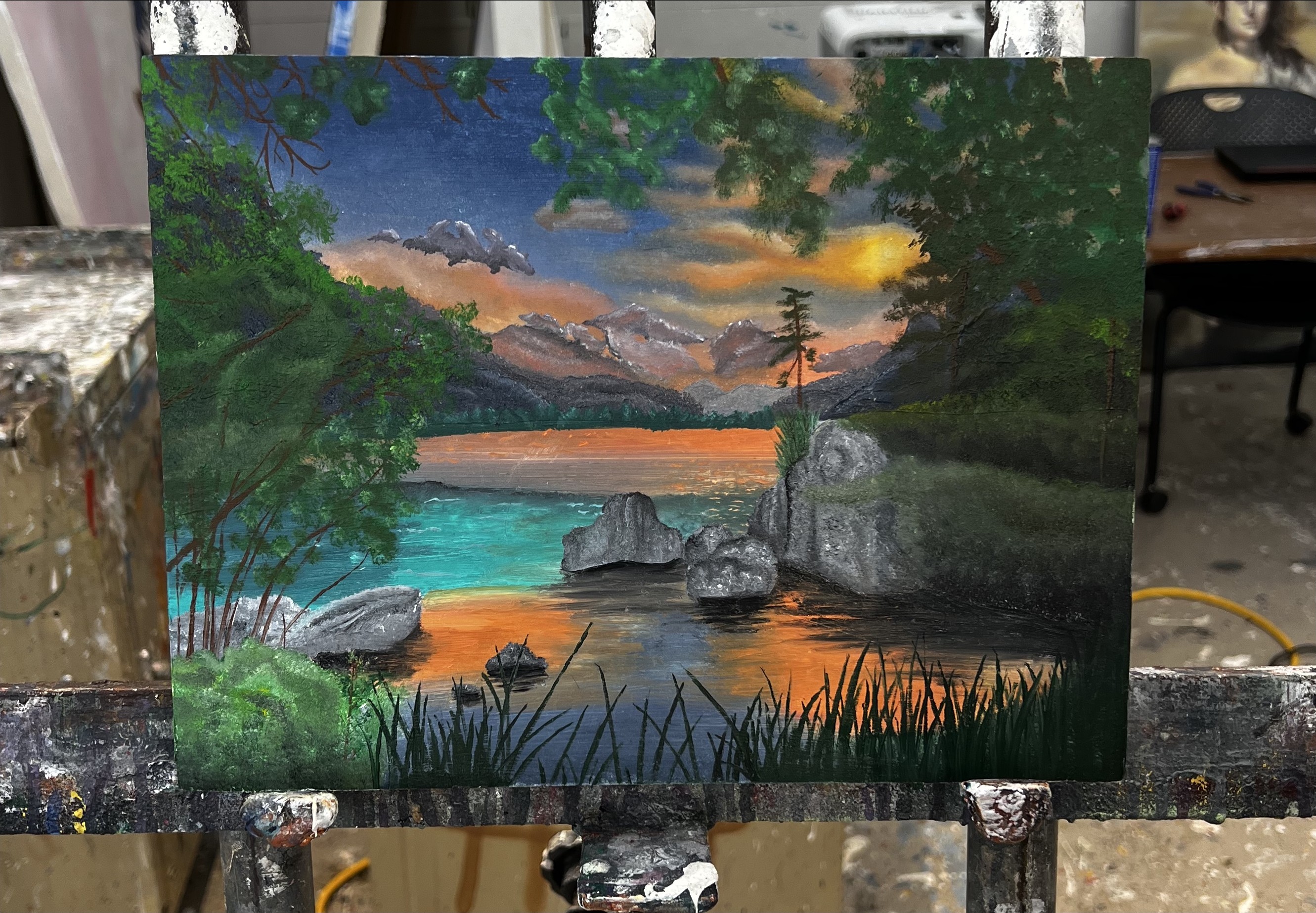 Sunset landscape painting